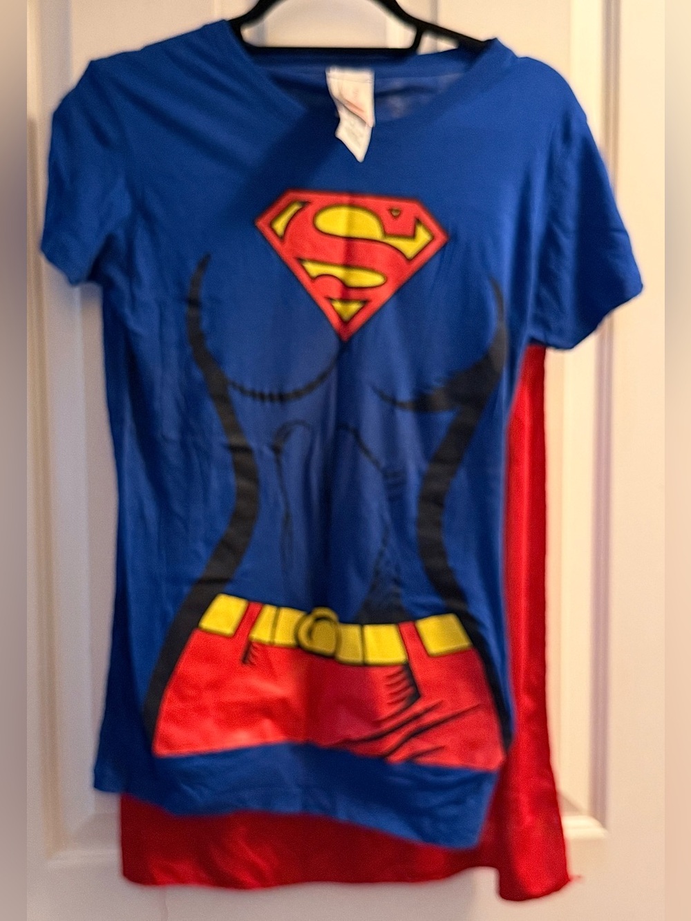 Women's Red & Blue Superwoman T-Shirt with Cape